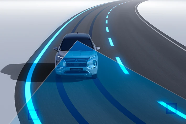 Un diagramme de l’assistance au maintien de voie de l’Outlander PHEV 2026